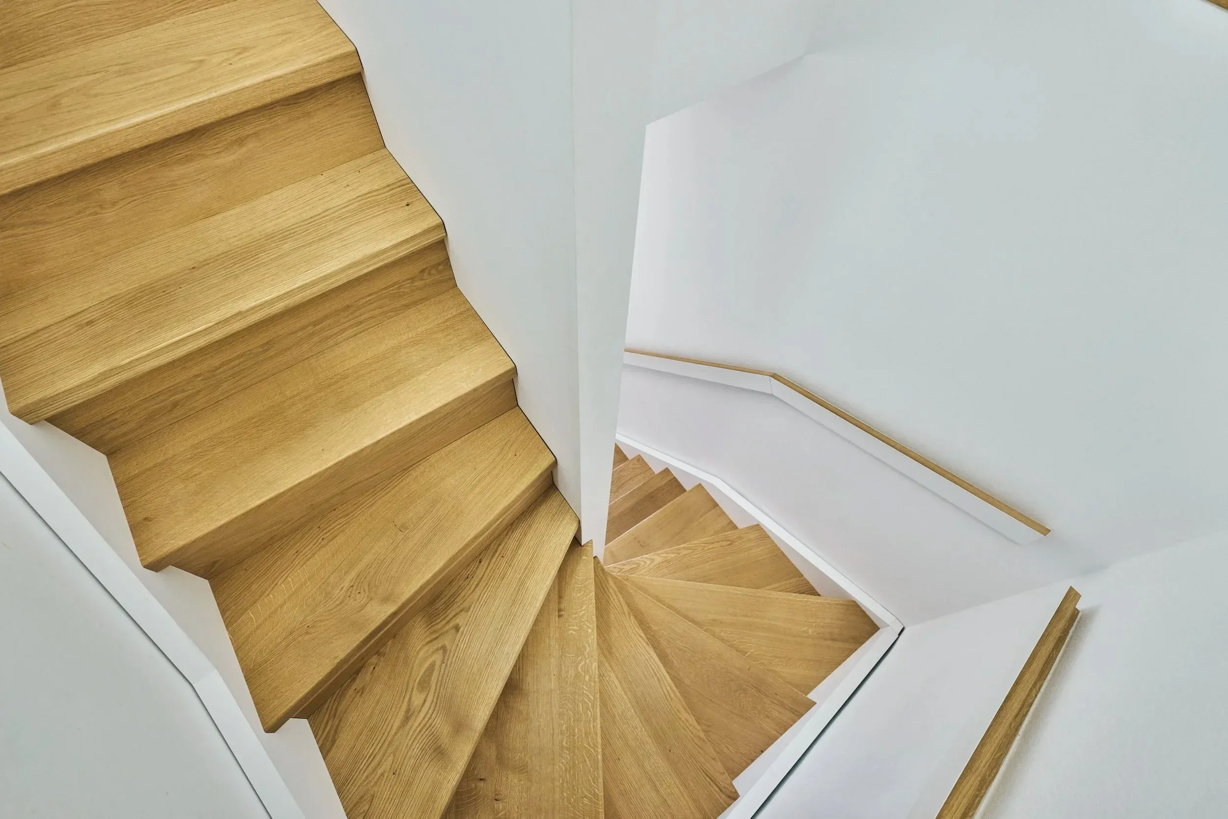 Wendeltreppe aus Eiche, Blick von oben